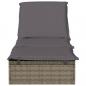 Preview: Sonnenliege 1 Stk. mit Auflage Grau 201x55x62 cm Poly Rattan