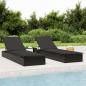 Preview: ARDEBO.de - Sonnenliege 1 Stk. mit Auflage Schwarz 201x55x62 cm Poly Rattan