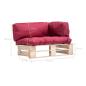 Preview: Outdoor-Sofa Paletten mit Kissen in Rot Kiefernholz