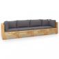 Preview: 4-tlg. Garten-Lounge-Set mit Kissen Massivholz Teak