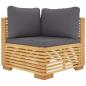 Preview: Garten-Ecksofa mit Dunkelgrauen Kissen Massivholz Teak