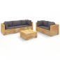 Preview: 6-tlg. Garten-Lounge-Set mit Kissen Massivholz Teak