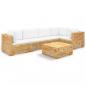 Preview: 6-tlg. Garten-Lounge-Set mit Kissen Massivholz Teak