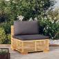 Preview: ARDEBO.de - Garten-Mittelsofa mit Dunkelgrauen Kissen Massivholz Teak