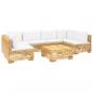 Preview: 7-tlg. Garten-Lounge-Set mit Kissen Massivholz Teak