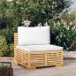 Preview: ARDEBO.de - Garten-Mittelsofa mit Creme Kissen Massivholz Teak