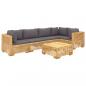 Preview: 6-tlg. Garten-Lounge-Set mit Kissen Massivholz Teak