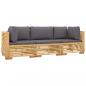 Preview: 3-tlg. Garten-Lounge-Set mit Kissen Massivholz Teak