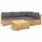 Preview: 5-tlg. Garten-Lounge-Set mit Kissen Massivholz Teak