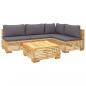 Preview: 5-tlg. Garten-Lounge-Set mit Kissen Massivholz Teak