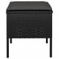 Preview: Gartenhocker mit Kissen 4 Stk. Schwarz Poly Rattan