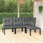 Preview: ARDEBO.de - 4-tlg. Garten-Lounge-Set Schwarz und Grau Poly Rattan