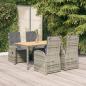 Preview: ARDEBO.de - 5-tlg. Garten-Essgruppe mit Kissen Grau Poly Rattan