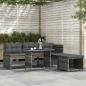 Preview: ARDEBO.de - 4-tlg. Garten-Essgruppe mit Kissen Grau Poly Rattan