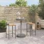 Preview: ARDEBO.de - 3-tlg. Gartenbar-Set Grau Poly Rattan & Massivholz Akazie