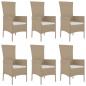 Preview: 7-tlg. Garten-Essgruppe mit Kissen Beige Poly Rattan