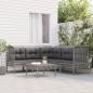 Preview: ARDEBO.de - 6-tlg. Garten-Lounge-Set mit Kissen Grau Poly Rattan