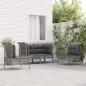 Preview: ARDEBO.de - 4-tlg. Garten-Lounge-Set mit Kissen Grau Poly Rattan