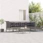 Preview: ARDEBO.de - 6-tlg. Garten-Lounge-Set mit Kissen Grau Poly Rattan