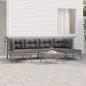 Preview: ARDEBO.de - 7-tlg. Garten-Lounge-Set mit Kissen Grau Poly Rattan