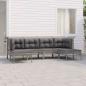 Preview: ARDEBO.de - 6-tlg. Garten-Lounge-Set mit Kissen Grau Poly Rattan