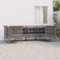 Preview: ARDEBO.de - 6-tlg. Garten-Lounge-Set mit Kissen Grau Poly Rattan