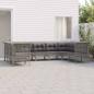 Preview: ARDEBO.de - 9-tlg. Garten-Lounge-Set mit Kissen Grau Poly Rattan