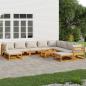 Preview: ARDEBO.de - 11-tlg. Garten-Lounge-Set mit Hellgrauen Kissen Massivholz