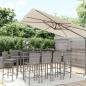 Preview: ARDEBO.de - 11-tlg. Gartenbar-Set mit Kissen Grau Poly Rattan