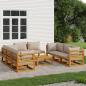 Preview: ARDEBO.de - 9-tlg. Garten-Lounge-Set mit Taupe Kissen Massivholz