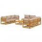 Preview: 9-tlg. Garten-Lounge-Set mit Taupe Kissen Massivholz