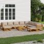 Preview: ARDEBO.de - 11-tlg. Garten-Lounge-Set mit Taupe Kissen Massivholz