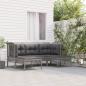 Preview: ARDEBO.de - 5-tlg. Garten-Lounge-Set mit Kissen Grau Poly Rattan