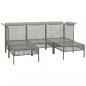 Preview: 5-tlg. Garten-Lounge-Set mit Kissen Grau Poly Rattan