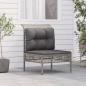 Preview: ARDEBO.de - Garten-Mittelsofa mit Kissen Grau Poly Rattan