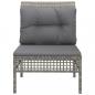 Preview: Garten-Mittelsofa mit Kissen Grau Poly Rattan