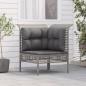 Preview: ARDEBO.de - Garten-Ecksofa mit Kissen Grau Poly Rattan