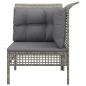 Preview: Garten-Ecksofa mit Kissen Grau Poly Rattan