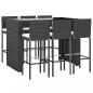 Preview: 7-tlg. Gartenbar-Set mit Kissen Schwarz Poly Rattan