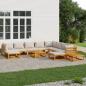 Preview: ARDEBO.de - 12-tlg. Garten-Lounge-Set mit Hellgrauen Kissen Massivholz