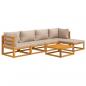 Preview: 6-tlg. Garten-Lounge-Set mit Taupe Kissen Massivholz