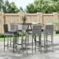 Preview: ARDEBO.de - 7-tlg. Gartenbar-Set mit Kissen Grau Poly Rattan