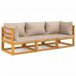 Preview: 3-tlg. Garten-Lounge-Set mit Taupe Kissen Massivholz