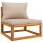 Preview: 3-tlg. Garten-Lounge-Set mit Taupe Kissen Massivholz