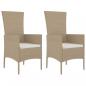 Preview: 3-tlg. Garten-Essgruppe mit Kissen Beige Poly Rattan