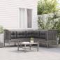 Preview: ARDEBO.de - 5-tlg. Garten-Lounge-Set mit Kissen Grau Poly Rattan