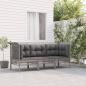 Preview: ARDEBO.de - 3-tlg. Garten-Lounge-Set mit Kissen Grau Poly Rattan