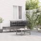 Preview: ARDEBO.de - 3-tlg. Garten-Lounge-Set mit Kissen Grau Poly Rattan