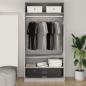 Preview: Kleiderschrank Grau Sonoma 100x50x200 cm Holzwerkstoff