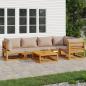 Preview: ARDEBO.de - 6-tlg. Garten-Lounge-Set mit Taupe Kissen Massivholz